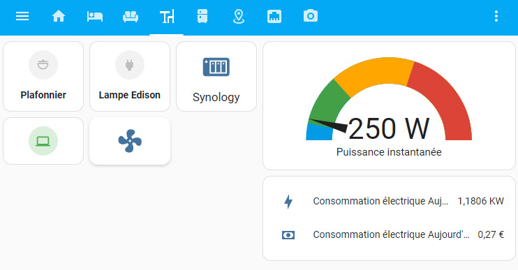 Exemple de tableau de bord Home Assistant