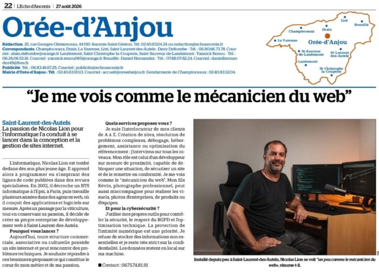 Un article sur L&rsquo;Echo d&rsquo;Ancenis