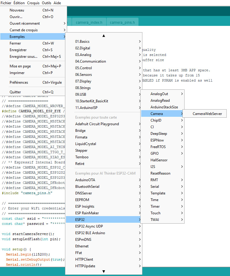 Code exemple serveur webcam